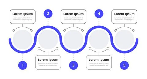 AI assistant blue wave line infographic template Stock Illustration