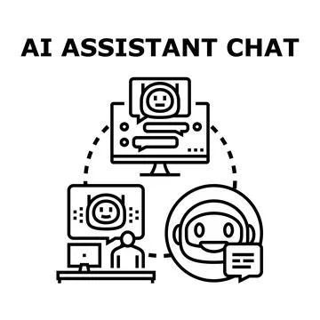 Ai assistant chat communicating with user concept Stock Illustration