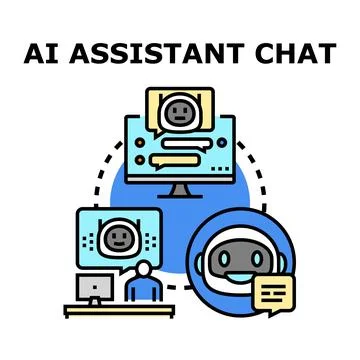 Ai assistant chat communicating with user concept Stock Illustration