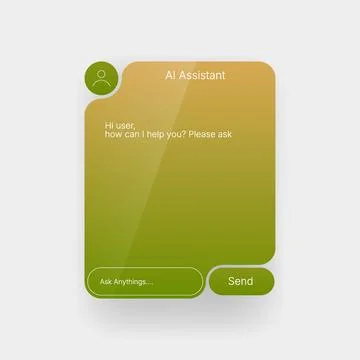 AI assistant chat interface with modern gradient messaging UI Illustrazione stock