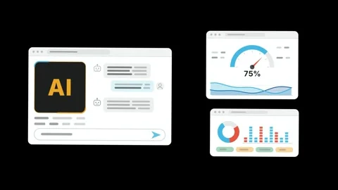 AI Assistant Chat Window Interface Animation White App UI Mockup Black Stock Footage 344357715