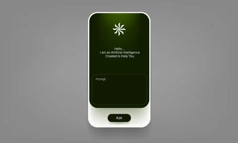 AI Assistant Chatbot Mobile Interface Vector UI Template Stock Illustration