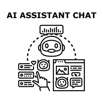 Ai assistant chatting with interactive digital interfaces イラスト素材