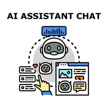 Ai assistant chatting with interactive digital interfaces Stock Illustration