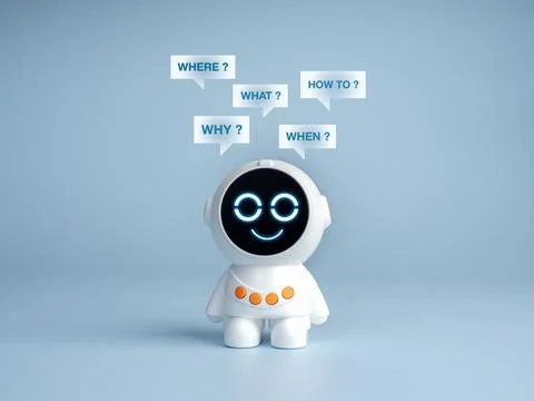 AI assistant concept featuring conversational AI answering questions with i.. Stock Photos