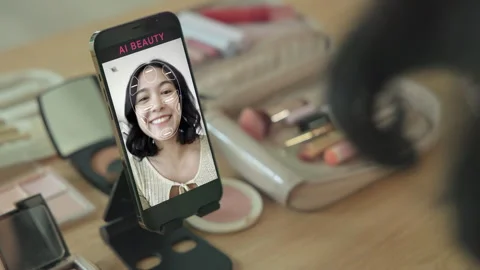 AI assistant data driven advice beauty skincare industry in urban cosmetics.. Stock Footage 333027345