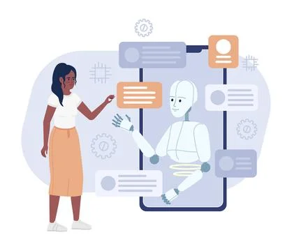 AI assistant flat concept vector spot illustration Stockillustratie