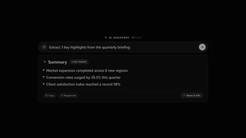 Ai assistant generating business report summary highlights. 4K Stock Footage 345778300