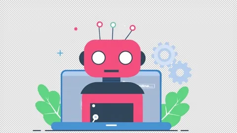 AI assistant on a laptop. Internet bot animation. Cartoon. Stock Footage 321518045