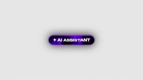 AI Assistant Logo Animation with Glowing Purple Border on Transparent Background Stock Footage 347721703