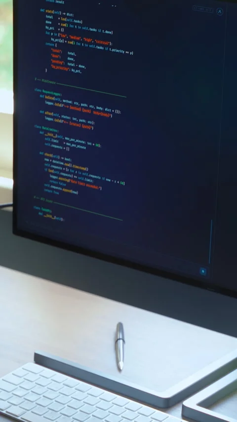 AI assistant or AI agent running automated tasks on computer in empty workspace 库存影片 341681155