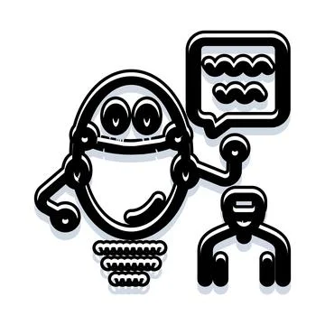 Ai assistant robot explaining concepts to user Illustrazione stock