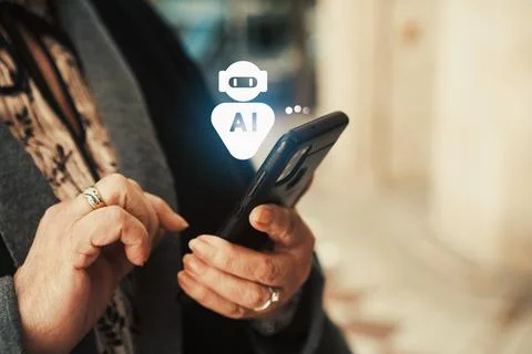AI assistant on smartphone. Stock Photos