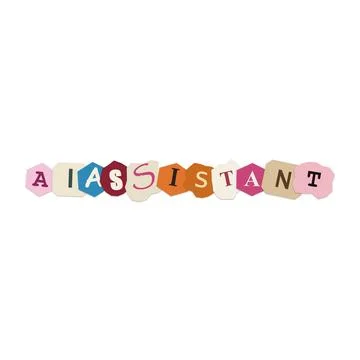 Ai assistant text made from colorful torn paper letters Stock Illustration