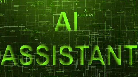 AI assistant text technology data line green color Stock Illustration