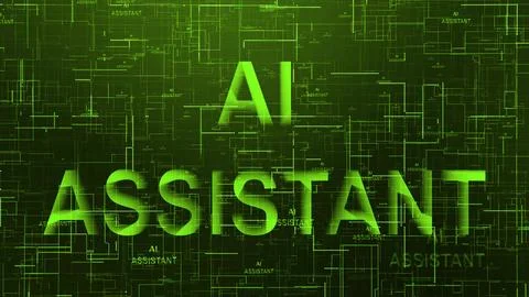 AI assistant text technology data line green Stockillustratie