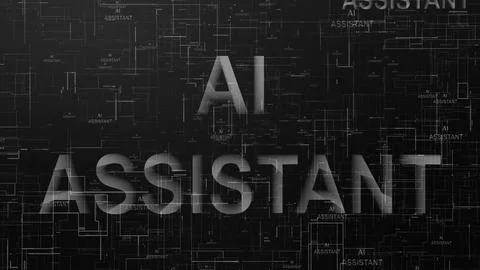 AI assistant text technology data line black white 스톡 일러스트