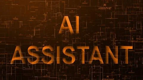 AI assistant text technology data line brown 스톡 일러스트