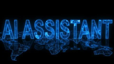 AI assistant text technology earth map glowing Stock Illustration