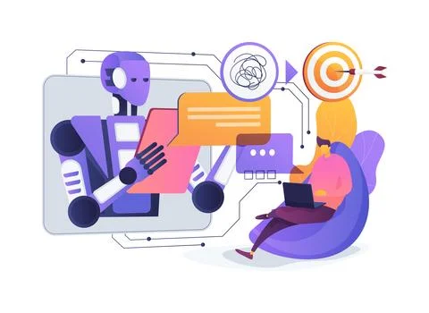 AI-Assisted Chatbot Cognitive Behavioral Therapy abstract concept vector 스톡 일러스트