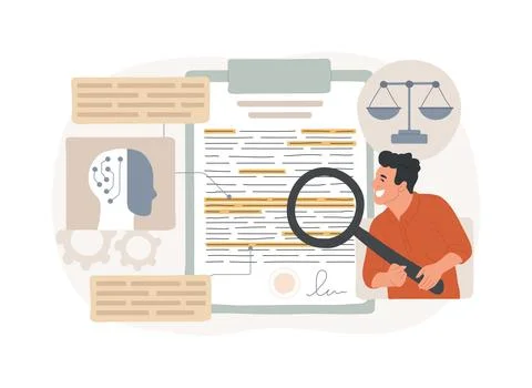 AI-Assisted Contract Analysis abstract concept vector illustration. Stock Illustration