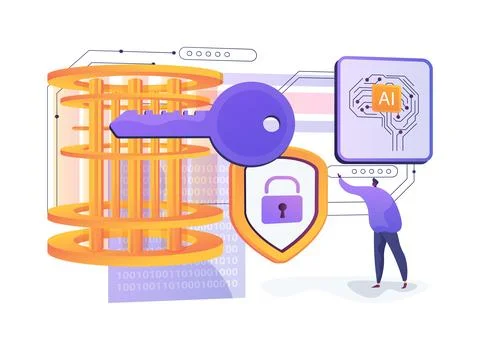 AI-Assisted Cryptographic Key Generation abstract concept vector illustration. Stock Illustration