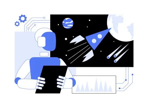 AI-Assisted Deep Space Anomaly Detection abstract concept vector illustration. Stock Illustration