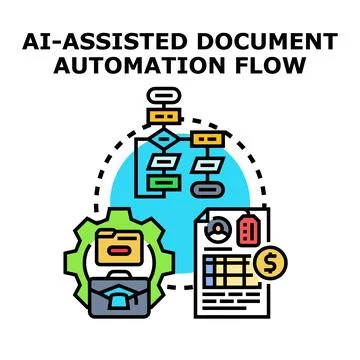 Ai assisted document automation flow chart concept Stock Illustration