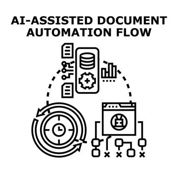 Ai assisted document automation flow managing data processing 스톡 일러스트