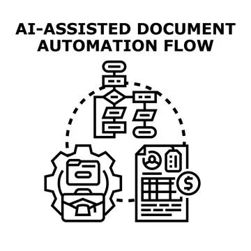 Ai assisted document automation flow chart concept 스톡 일러스트