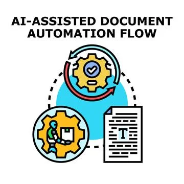 Ai assisted document automation flow process concept Stock Illustration