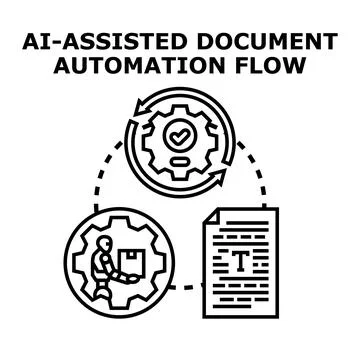 Ai assisted document automation flow process concept 스톡 일러스트
