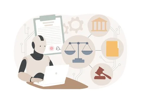 AI-Assisted Legal Process Optimization abstract concept vector illustration. Stock Illustration