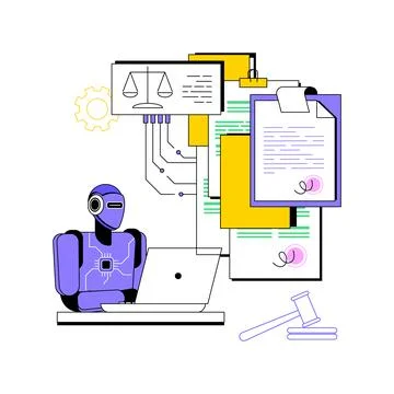 AI-Assisted Legal Process Optimization abstract concept vector illustration. Stock Illustration