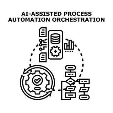 Ai assisted process automation orchestration concept Stock Illustration