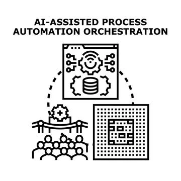 Ai assisted process automation orchestration concept Stock Illustration
