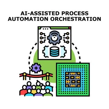 Ai assisted process automation orchestration concept Stock Illustration