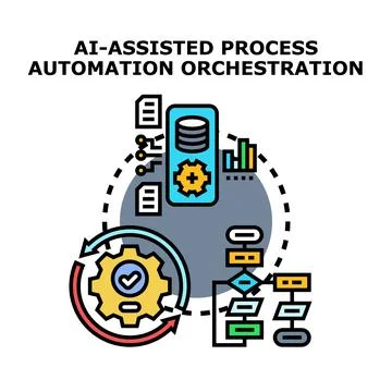 Ai assisted process automation orchestration concept Stock Illustration