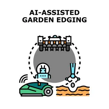Ai assisted smart garden edging technology concept Stock Illustration