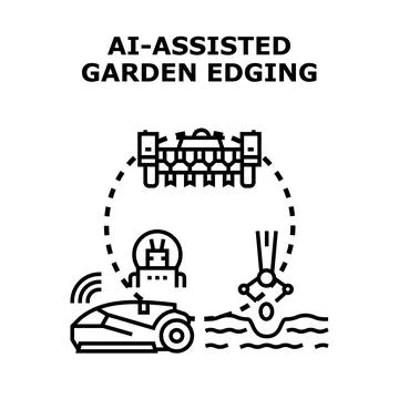 Ai assisted smart garden edging technology concept Stock Illustration
