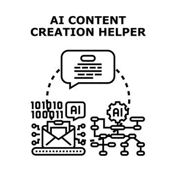 Ai assisting content creation generating new ideas Stock Illustration