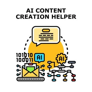 Ai assisting content creation generating new ideas Illustrazione stock