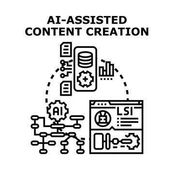 Ai assisting content creation process and data management Stock Illustration