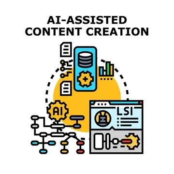 Ai assisting content creation process and data management Stock Illustration
