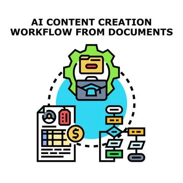Ai assisting content creation workflow from documents Stock Illustration