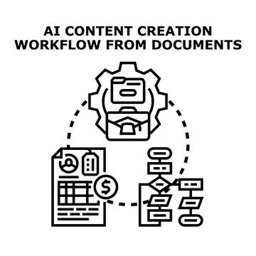 Ai assisting content creation workflow from documents Illustrazione stock