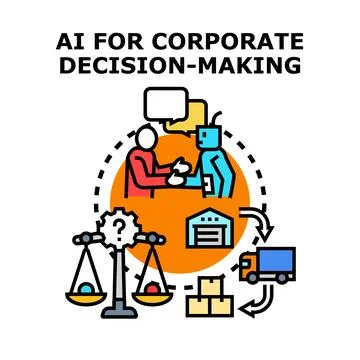 Ai assisting corporate decision making process Stock Illustration