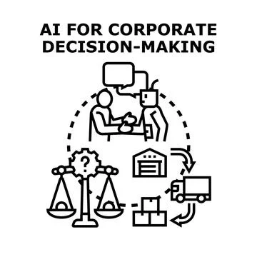 Ai assisting corporate decision making process Stock Illustration