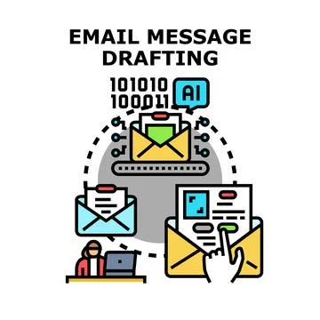 Ai assisting email message drafting and sending process 库存插图