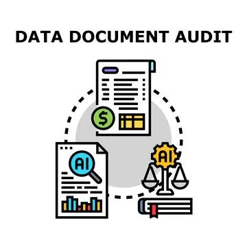 Ai assisting financial data document audit process Stock Illustration